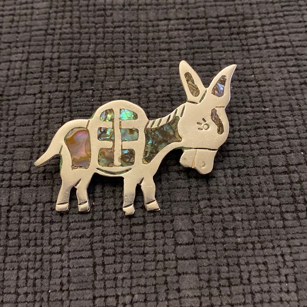 Taxco Sterling Silver Donkey inlaid with Abalone